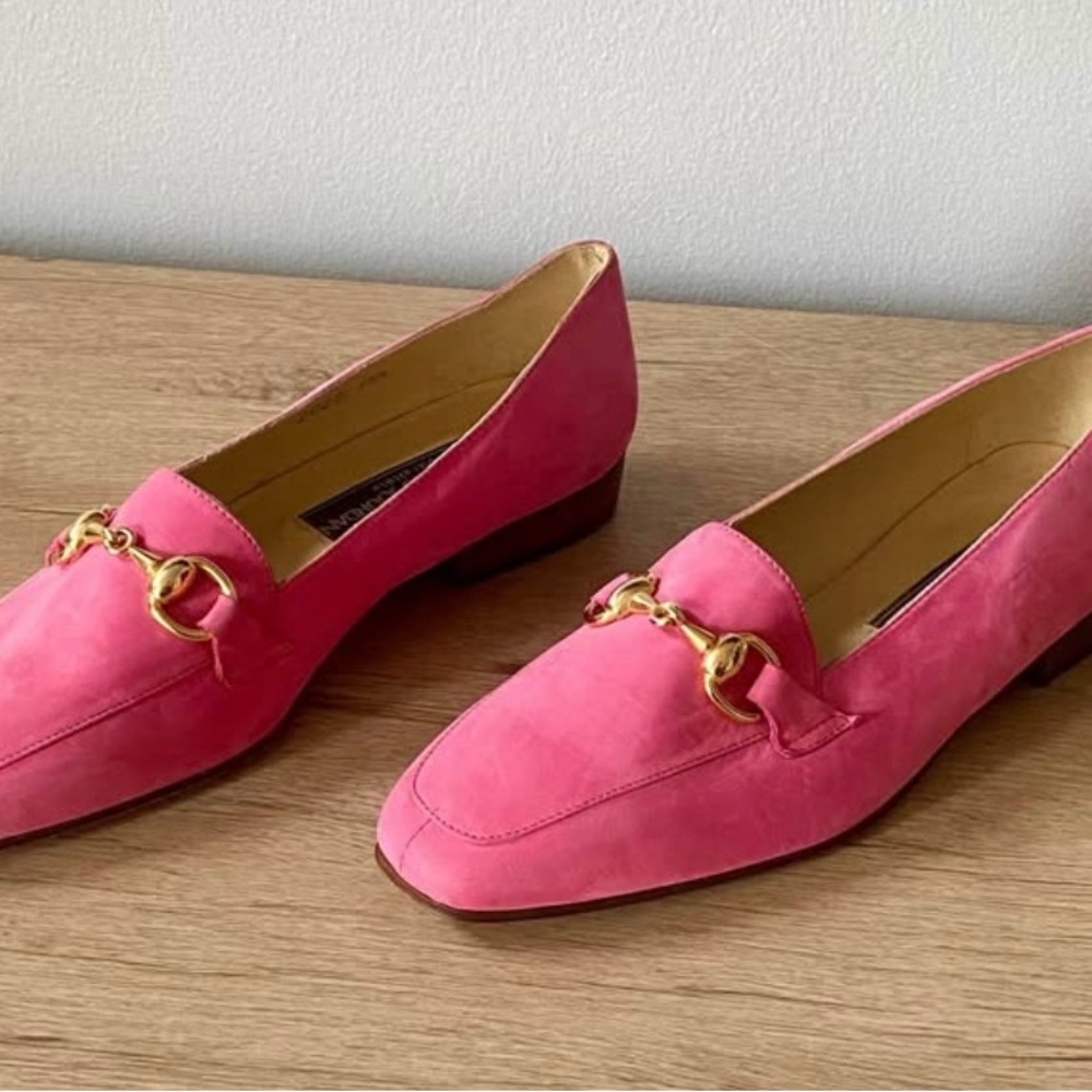 Pink Loafers with Gold Accent
